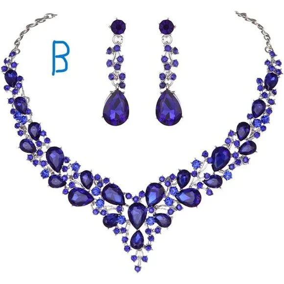 New Molie Bridal Austrian Crystal Necklace and Earrings Jewelry Set Gift… - Picture 4 of 10